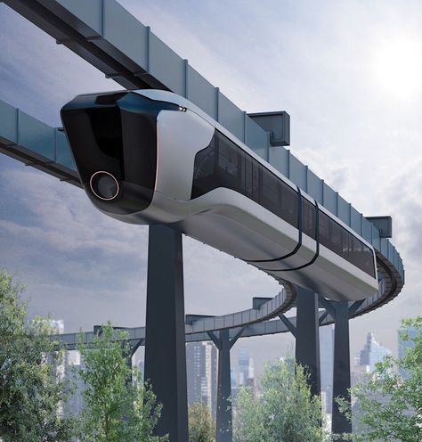 Hanging Monorails are Here to Stay | Yanko Design Futuristic Train, Cars Futuristic, Train Design, Future Transportation, City Vehicles, Futuristic City, Future City, Futuristic Cars, Yanko Design