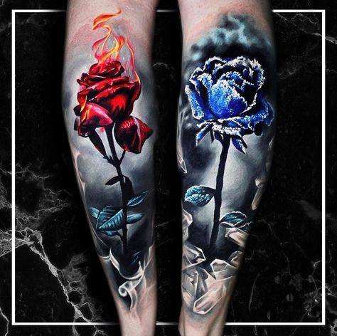 Fire And Ice Tattoo, Ice Tattoo, Jewel Tattoo, Surreal Tattoo, Yin Yang Art, Foot Tattoos For Women, Fire Tattoo, Foot Tattoos, Fire And Ice