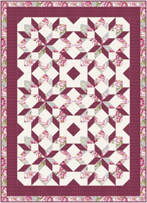 Carpenter's Star: 3 Yard Quilt Pattern Whimsical Quilt Free Pattern, Porch Rails Quilt Pattern Free, Cozy Quilt Designs Patterns, 4 Yard Quilt Patterns Free, 5 Yard Quilt Patterns Free, Queen Size Quilt Patterns, 3 Fabric Quilt Pattern, 3 Yard Quilt Patterns Free, 3 Yard Quilt Patterns