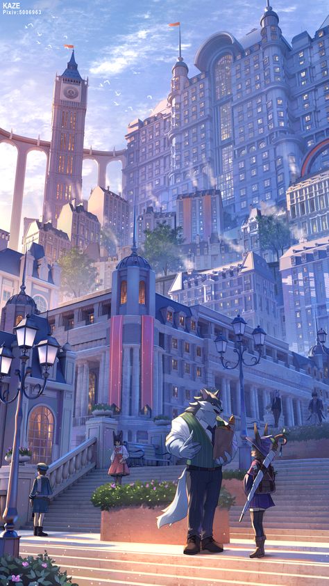 Safebooru Anime Architecture, Yuumei Art, Art Buildings, Anime City, Landscape Concept, Vertical Poster, Fantasy City, Fantasy Setting, Fantasy Places