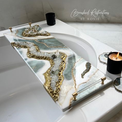 Crystal Bathtub, Bathtub Board, Resin Bathtub, Bath Board, Bathtub Caddy, Bathtub Tray, Art Magic, Holiday Wedding, Gold Gilding