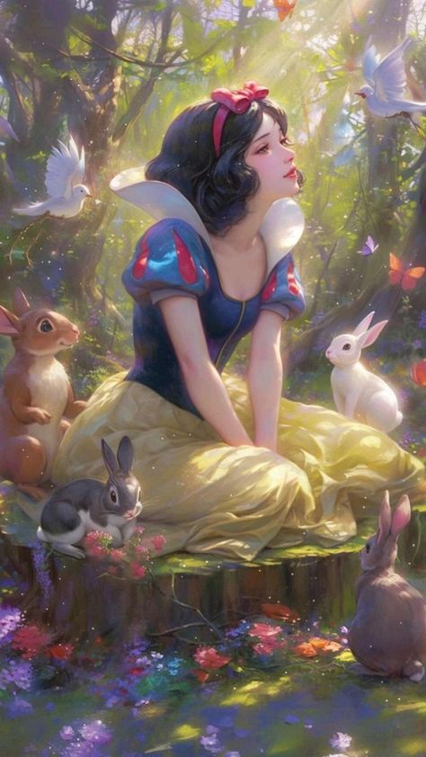 Disney Snow White Wallpaper, German Fairy Tales, Disney Princess Artwork, Sette Nani, Princess Wallpaper, Disney Collage, Princess Pictures, Disney Artwork, Disney Princess Wallpaper