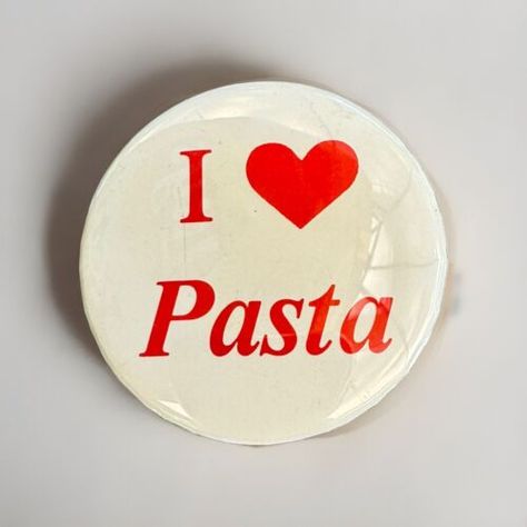 Vintage 1980s/1990s I LOVE Pasta Pinback Button Pin Y2K Food Italian Heart Love  | eBay Cool Button Pins, Funny Button Pins, Magnets Aesthetic, Cute Button Pins, Pin Ideas Button, Y2k Food, Quirky Aesthetic, Pin Icon, Food Italian