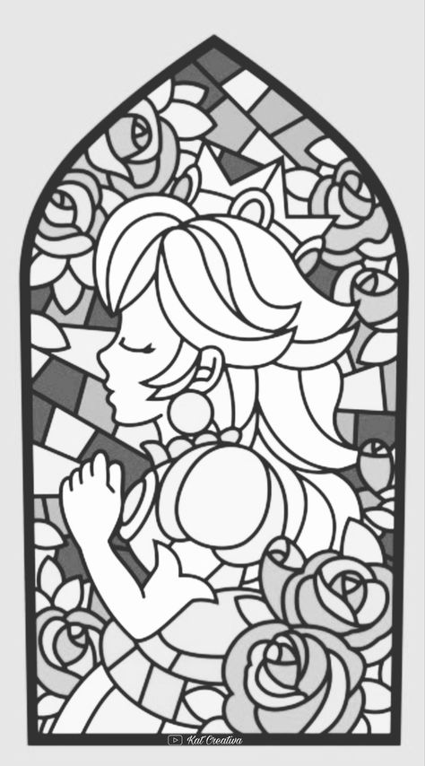 Unleash your creativity! Click the link above to explore our amazing collection of coloring pages. Perfect for relaxation and fun. Start coloring now! 😃😆🤣 Mario Bros Outline, Princess Peach Glass Window, Princess Peach Stained Glass Window, Mario Princesses, Mario Coloring Pages, Idee Cricut, Princesa Peach, Super Mario Art, Mario Art