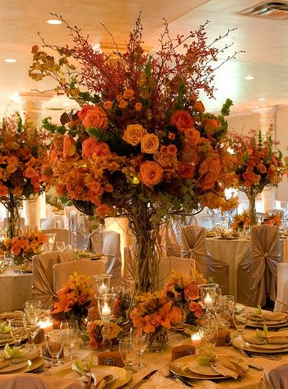 Gallery Reception, Autumnal Wedding, Barn Wedding Reception, Spiced Apple Cider, Fall Floral Arrangements, Fall Wedding Centerpieces, Tall Centerpieces, Fall Wedding Flowers, Orange Wedding