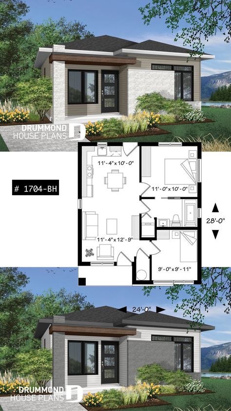 Small house plans Southern Living House Plans One Story, One Story Small House Plans, Mountain Small House, Cheap Modern House, One Story Small House, House Plans Minimalist, House Plans No Garage, House Plans Minecraft, Mediterranean Small House