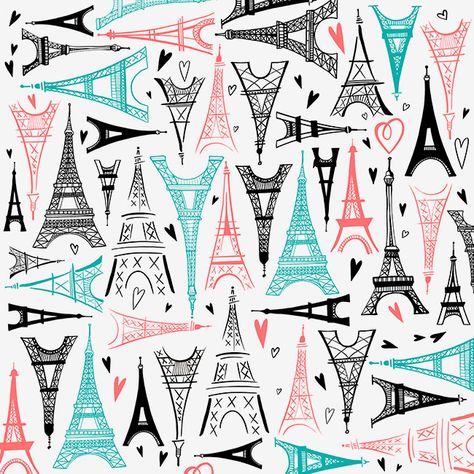 Margaret Berg Art: Paris+Eiffel+Towers+Pattern+White Paris Cartoon, Hand Lettering Design, Torre Eiffel Paris, Eiffel Tower Photography, Paris Patterns, Paris Illustration, Paris Books, Paris Wallpaper, Anniversary Art