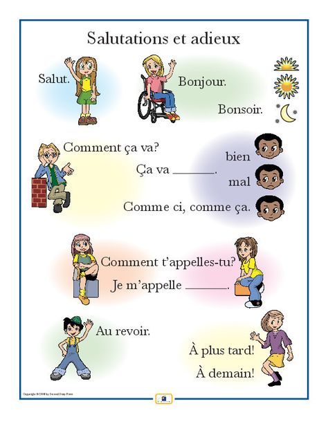 French Greetings Poster French Greetings, Useful Spanish Phrases, Useful French Phrases, Italian Greetings, Sign Language Phrases, Spanish Lessons For Kids, Greeting Poster, Italian Vocabulary, French Worksheets