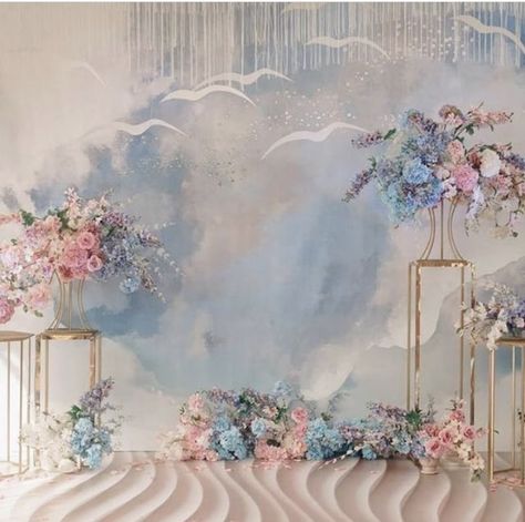 Selfie Point, Decor Photobooth, Pastel Wedding Decorations, Pastel Wedding Theme, Baby Blue Weddings, Wedding Background Decoration, Pinterest Wedding, Wedding Backdrop Design, Backdrop Wedding