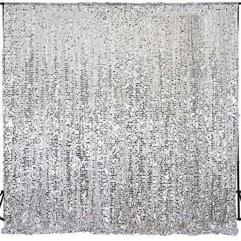 20FT x 10FT Silver Big Payette Sequin Backdrop Curtain For Photo Booth Panel Wedding Party Photography Background | eFavorMart Sequin Curtains, Glitter Backdrop, Trade Show Booths, Sequin Backdrop, Tradeshow Booth, Wedding Party Photos, Drapery Panels, Fabric Backdrop, Backdrop Stand