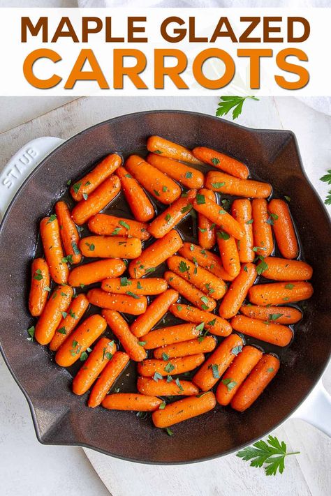 Carrot Recipes Maple Syrup, Maple Carrots Stovetop, Maple Syrup Glazed Carrots, Vegan Glazed Carrots, Honey Maple Glazed Carrots, Carrots With Maple Syrup, Carrots Maple Syrup, Glazed Baby Carrots Recipe, Cooking Carrots On Stove