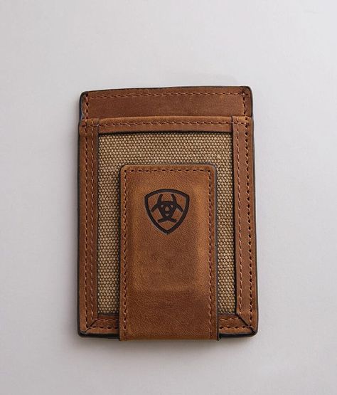 Ariat Magnetic Leather Money Clip Wallet - Men's Wallets in Tan | Buckle Leather Money Clip, Leather Money Clip Wallet, Leather Credit Card Wallet, Leather Money Clips, Canvas Wallet, Front Pocket Wallet, Leather And Canvas, Clip Wallet, Pocket Wallet