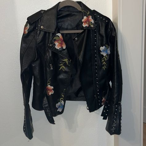 Embroidered Vegan Leather Jacket Leather Jackets, Leather, Vegan Leather Jacket, Vegan Leather, Jackets For Women, Leather Jacket, Blazer, Outfit Inspo, Plus Fashion