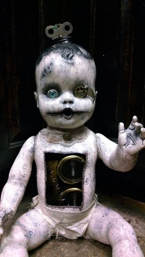 Creepy Steampunk, Dolled Up, Creepy Baby Dolls, Steampunk Dolls, Creepy Toys, Scary Dolls, Creepy Stuff, Creepy Doll, Haunted Dolls