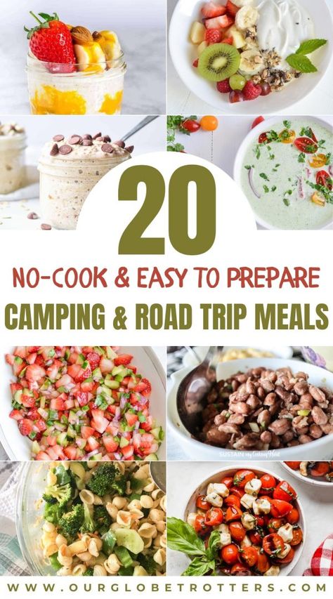 Road Trip Meals, Camping Lunch, Camping Meal Planning, Healthy Camping Food, Camping Lunches, Camping Breakfast, Easy To Cook Meals, Road Trip Food, No Cook