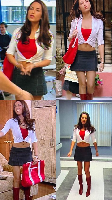 Basic 90s Fashion, 2000s Telenovelas Outfits, Teresa Outfits Novela, 2000 Latina Fashion, Rubi Telenovela Outfits, Rubi Novela Outfits, Rubi Perez Outfits, Telenovela Outfits, 90s Latina Fashion