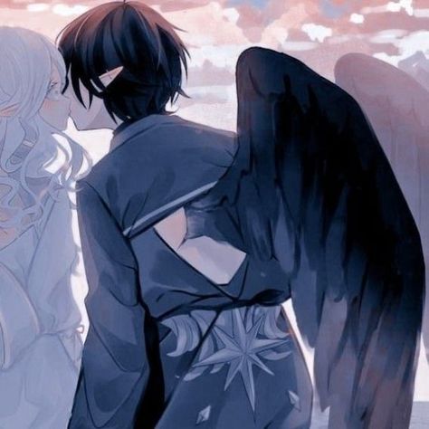 Angel Demon, Cute Black Wallpaper, Best Anime Couples, Cute Anime Profile Pictures, Anime Artwork Wallpaper, Cute Profile Pictures, Anime Best Friends, Matching Profile Pictures, Anime Couples Drawings