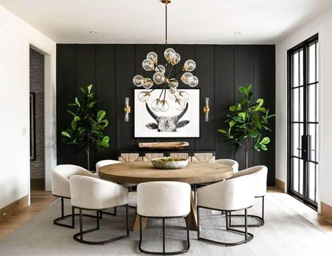 Moody Glam Kitchen, Moody Glam Dining Room, Western Glam Home Decor, Moody Airbnb, Entrywall Ideas, Dinning Room Wall Decor Ideas Modern, Dinning Room Accent Walls, Western Glam Decor, Moody Dining Room Ideas