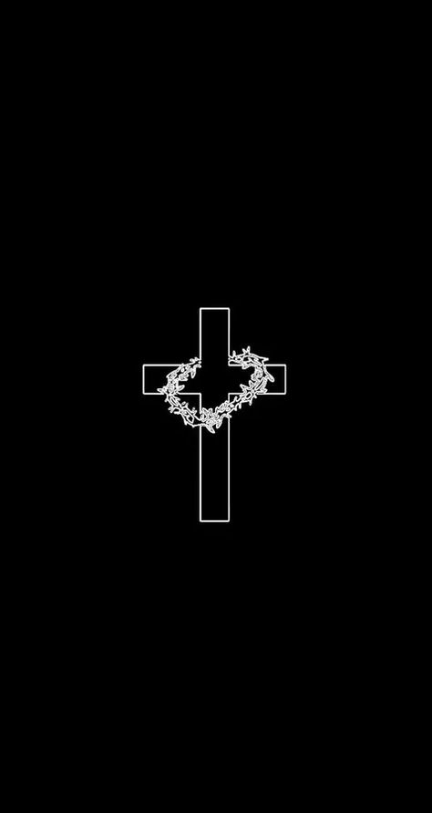 Download Black Cross With Garland Wallpaper | Wallpapers.com Cross Asethic Wallpaper, Simple Cross Wallpaper Iphone, Christian Wallpers Cross, Christian Cross Wallpaper Aesthetic, Wallpaper Backgrounds Cross, Iphone Christian Wallpaper Aesthetic Dark, Christian Wallpers Black, Christian Gym Wallpaper, Cross Images Christian