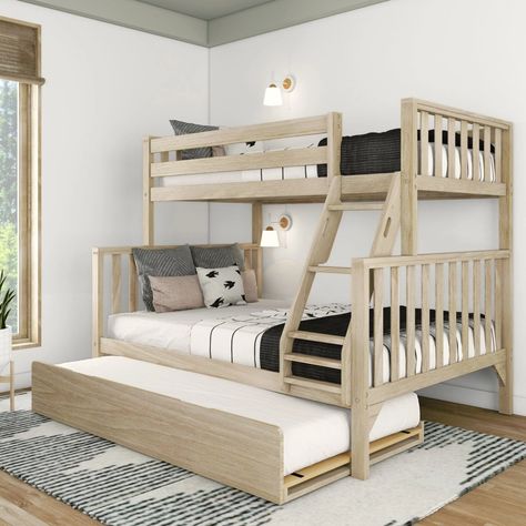 8 Clever Bunk Bed Ideas For Small Rooms - Home Chic & Comfort Kids Bunk Bed Ideas, Trundle Bed Ideas, Scandinavian Bunk Beds, Farmhouse Bunk Beds, Bunk Beds Small Room, Bunk Beds For Kids, Bunk Bed Room, Adult Bunk Beds, Minimalist Kids Room