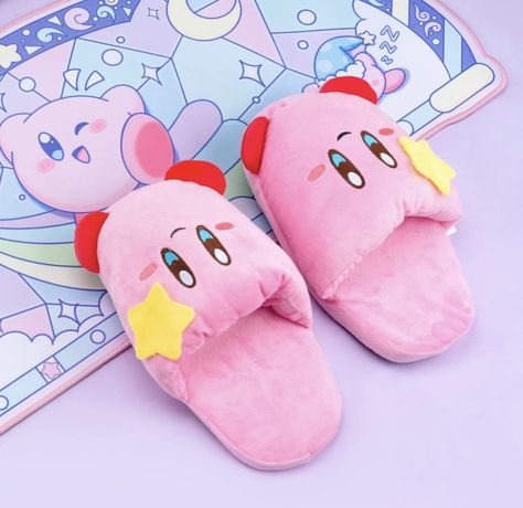 Soft pink Kirby slippers for women. Kirby Slippers, Kirby Gifts, Kirby Shoes, Super Mario Smash Bros, Super Mario Smash, Kirby Nintendo, Anime House, Kirby Stuff, Hello Kitty Items