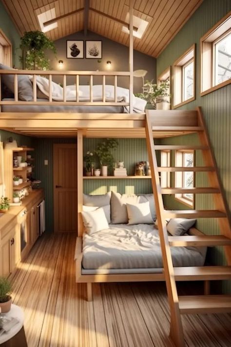 d4165b3cb6956635dde1007dfa1c2ee6.webp (896×1344) Casa Hobbit, Shed To Tiny House, Tiny House Loft, Tiny House Inspiration, Modern Tiny House, Loft House, Tiny House Interior, Tiny House Cabin, Tiny House Living