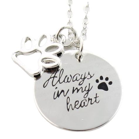 Dog Always In My Heart Paw Print Silver Plated Charm Necklace Nwt Is Brand New With Tags In Packaging Two Charms - Dog Paw Print & Always In My Heart Stamped Charms Chain Length Is Approximately 18” Please See Photos For Sizes Of Independent Charms Silver Plated Copper Alloy To Preserve Your Jewelry Please Note The Following Best Ways To Care For It - Avoid Tugging Or Pulling On It Do Not Spray Your Necklace With Perfume, Sunscreen Or Anything Else Containing Chemicals Do Not Wear It In The Show Celebrity Necklace, Heart Paw Print, Pet Memorial Stones, Always In My Heart, Puka Shell Necklace, Stamped Necklaces, Engraved Pendant, Heart Stamp, Hand Stamped Necklace