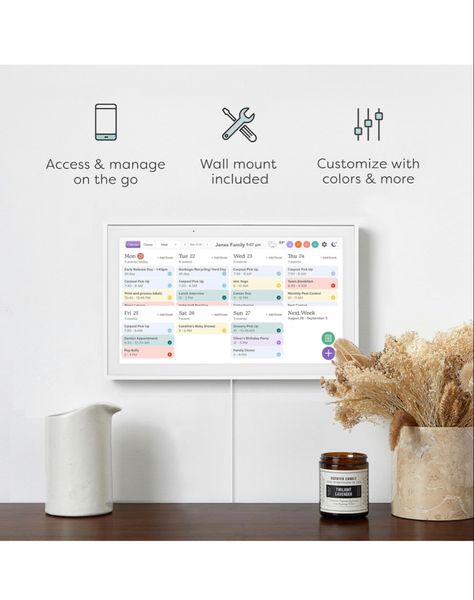 Calendar | smart screen | amazon technology | schedule for kids at home | planner | smart planner | schedule design | family planner | family schedule | christmas bucketlist | christmas list | gift ideas Kitchen Calendar Wall Small Spaces, Family Wall Calendar Ideas, Digital Family Calendar Display, Diy Calendar Planner, Family Calendar Wall, Farmhouse Family Calendar, Family Planner Wall Walmart, Kitchen Calendar Wall Family Planner, Family Acrylic Calendar