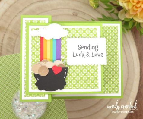 Clover Card, Tutorial Class, Lucky Gifts, Detailed Plans, Lucky Clover, Card Kits, Pot Of Gold, St Patricks Day, Free Gifts