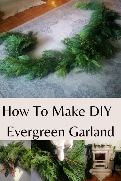 Diy Cheap Garland, How To Make Fresh Pine Swags, Diy Fresh Pine Garland, How To Make Your Own Fresh Christmas Garland, Pine Christmas Garland, Fresh Pine Christmas Decor, Fresh Pine Garland Christmas, Making Cedar Garland, Making Fresh Christmas Wreaths