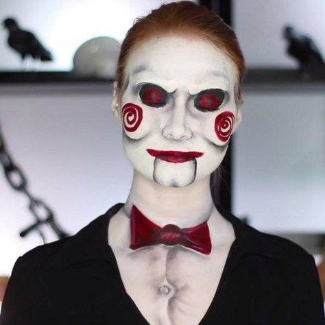 NEW POST: 10 DIY horror movie-inspired makeup. Guess the character and movie where this is from. #halloweenmakeup http://ift.tt/2dMZXEW Puppet Makeup, Diy Horror, Billy The Puppet, Natural Beauty Diy, The Puppet, How To Do Makeup, Inspired Makeup, Halloween Makeup Looks, Halloween Craft