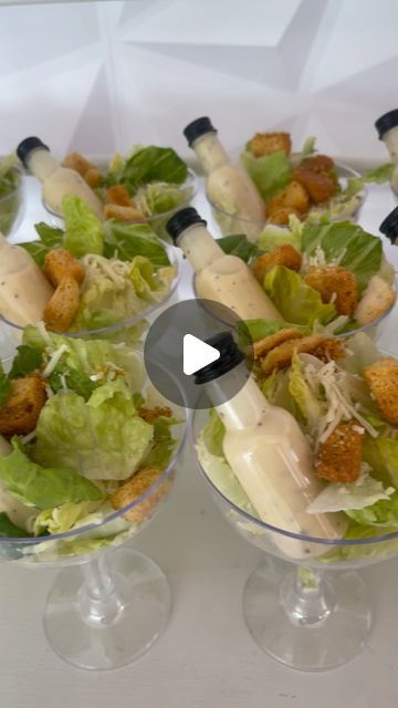 Salad In A Cup Appetizer, Salad Cup Ideas, Mini Salad Cups, Mini Salads In A Cup, Salad In A Cup, Caesar Salad Cups, Salad Appetizer Cups, Ladies Brunch, Catering Food