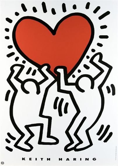 Artwork by Keith Haring, Heart, Made of Photolithography as a poster on paper Keith Haring Wallpaper, Keith Haring Prints, Keith Haring Heart, Keith Haring Poster, Pop Art Tattoos, Keith Haring Art, Haring Art, Pop Art Artists, Pop Art Posters