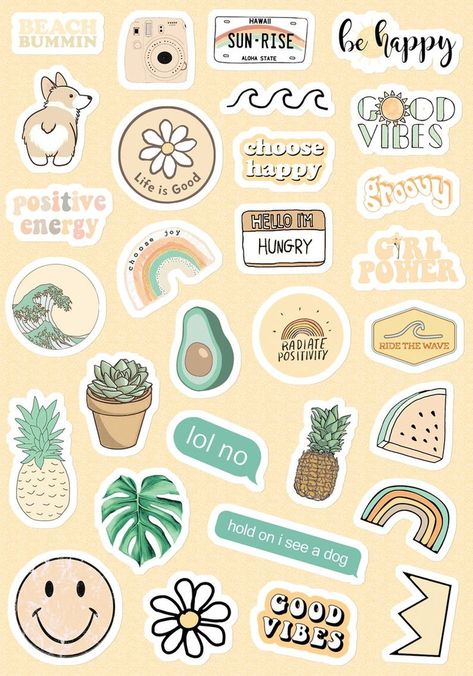 Plakat Design Inspiration, Yellow Funny, Girls Stickers, Stickers Cool, Preppy Stickers, طابع بريدي, Cute Laptop Stickers, Tumblr Stickers, Scrapbook Stickers Printable