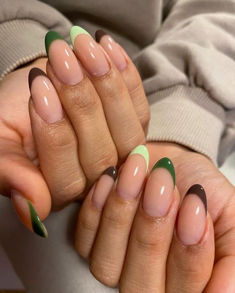 Kylie Nails, Brown Acrylic Nails, Minimal Nails, Brown And Green, Minimalist Nails, Fire Nails, Dream Nails, Classy Nails, Funky Nails