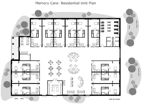 transitional living floor plan? Institutional Design, Assisted Living Homes, Drawing House Plans, Retirement House Plans, Residential Care Home, Restoration House, Senior Living Facilities, Duplex Floor Plans, Create Floor Plan