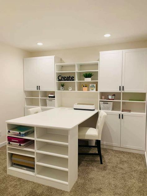 Modern Craft Room, Basement Craft Rooms, Office Craft Room Combo, Guest Room Combo, Room Setup Ideas, Ikea Craft Room, Ikea Crafts, Small Craft Rooms, Sewing Room Inspiration