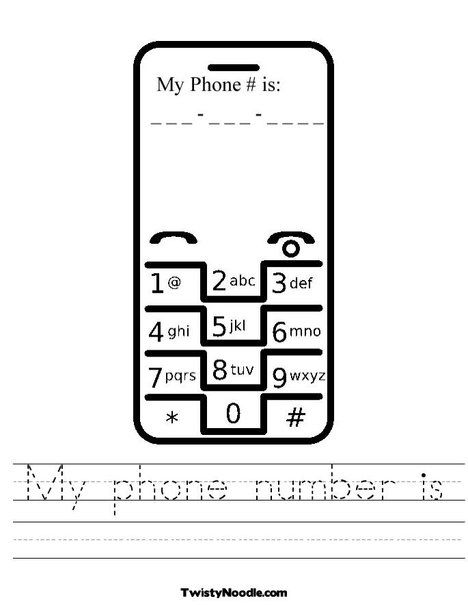 My phone number is..... worksheet. (Love how it looks cell phone-ish.) Number Worksheets Kindergarten, Kids Cell Phone, Twisty Noodle, Beginning Of School, Homeschool Preschool, Learning Tools, Activity Book, Kindergarten Math, Kindergarten Worksheets