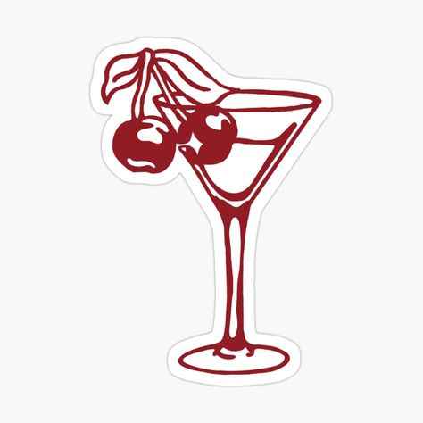 Perfume Sticker, Cherry Cocktails, Cherry Sticker, Red Martini, Bar Stickers, Cherry Martini, Fun Wall Art, Martinis Drinks, Cherry Cherry