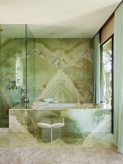 How Green Onyx Marble is best for Your House? Onyx Marble Green Marble Bathroom, Design Interior Baie, Marble Walls, Interior Design Per La Casa, Dream Mansion, Contemporary Bathroom Designs, Shelter Island, Bad Inspiration, Steven Meisel