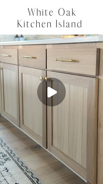 Melissa Wilson  |  Design & DIY on Instagram: "One of my favorite projects of 2022 was transforming our builder grade white island to white oak.  We wrapped three of the sides with white oak, refaced the drawers and doors and added white oak edge banding to cover the facing. Finally, I added some unlacquered brass hardware and couldn’t be any more in love.  And here’s the secret to keeping white oak looking raw (without darkening or yellowing), use a sealer *first*, then a matte topcoat. Exact products I used linked below.   If you’d like to see more behind the scenes, be sure to check out check out my kitchen island highlight.  👉🏼 WAYS TO SHOP: 1. Comment ISLANDSUPPLIES (no spaces). A link will be sent to your dm.  2. Click the link in my bio to shop in the ltk app  https://liketk.it/3Y White Oak Kitchen Island, Treehouse Kitchen, White Oak Kitchen Cabinets, Unlacquered Brass Hardware, Sherwin Williams White, White Oak Kitchen, Paint Cabinets White, White Island, Kitchen Wrap