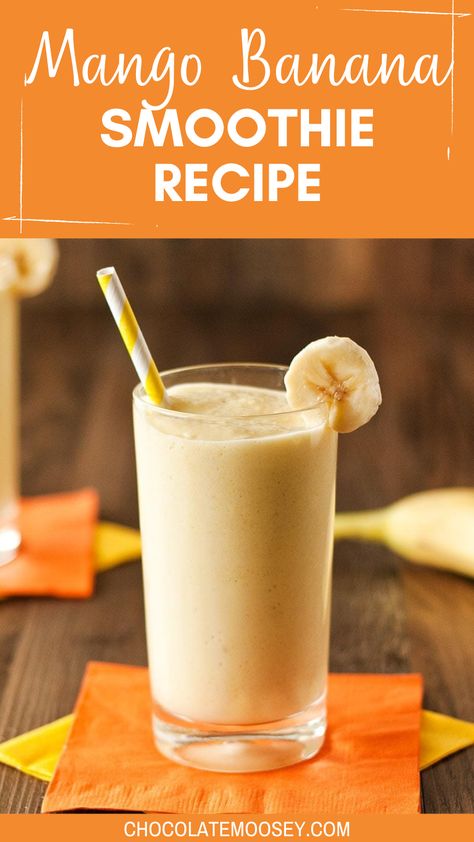 Enjoy the tropical flavors of our Mango Banana Smoothie Recipe. This vibrant blend of juicy mango, sweet overripe banana, and creamy Greek yogurt creates a refreshing and nutritious treat. Perfect for a quick breakfast or a midday snack, this smoothie is easy to make and full of natural goodness. Enjoy it fresh or refrigerate for later! Smoothie With Greek Yogurt, Greek Yogurt Smoothie Recipes, Mango Calories, Banana Shake Recipe, Mango Yogurt Smoothie, Banana Yogurt Smoothie, Homemade Drinks Recipes, Smoothie Without Yogurt, Mango Sweet