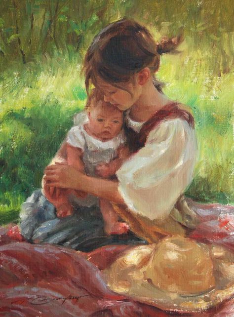 Mother Art, Illustration Photo, Tableau Art, Paintings I Love, Romantic Art, Art Website, Mother And Child, Beautiful Paintings, Painting Inspiration