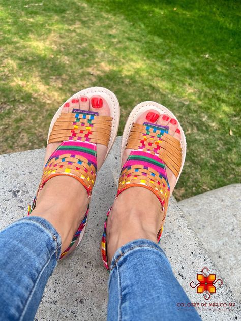 Colorful leather Huarache sandals, mexican shoes, Leather Sandals, Mexican Sandals for women, mexican huaraches, handmade shoe, mexican shoe de ColoresdeMexicoMX en Etsy Sandals Mexican, Unique Sandals, Mexican Huaraches, Mexican Shoes, Mexican Sandals, Huarache Sandals, Ladies Sandals, Beaded Sandals, Recycled Rubber