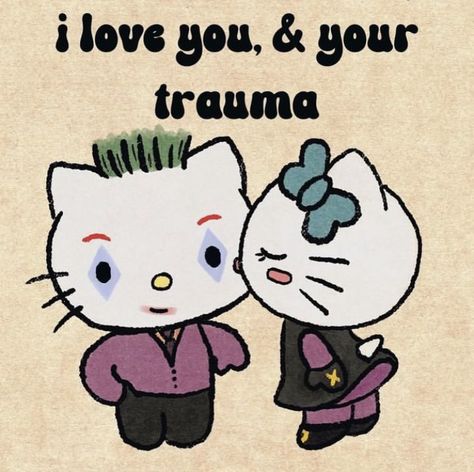 hello kitty joker alternative love i love you trauma Cartoon Profile, Very Funny Jokes, Joker And Harley Quinn, Cartoon Profile Pics, Profile Pics, Harley Quinn, Random Stuff, Profile Picture, Funny Jokes