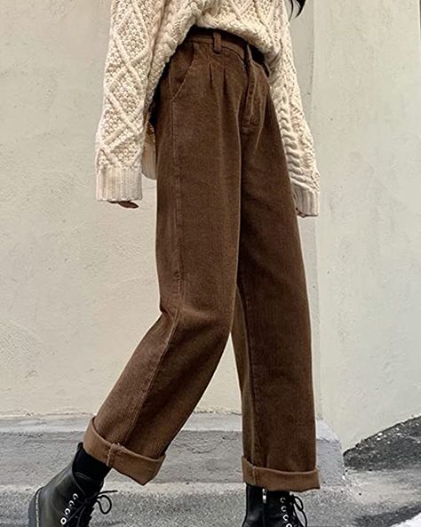 Korean Pants, Black Korean, Streetwear Korean, Corduroy Pants Women, Retro Pants, Warm Pants, Vintage Trousers, Casual Wide Leg Pants, Straight Trousers