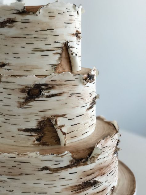 Birch Cake A birch cake I made for a wedding this weekend. Hand painted and textured, so much fun to make! Birch Wedding Cakes, Birch Cake, Birch Tree Cakes, Wedding Cake Tree, Birch Tree Wedding, Birch Wedding, Fondant Wedding Cakes, Wood Cake, Wedding Cake Rustic