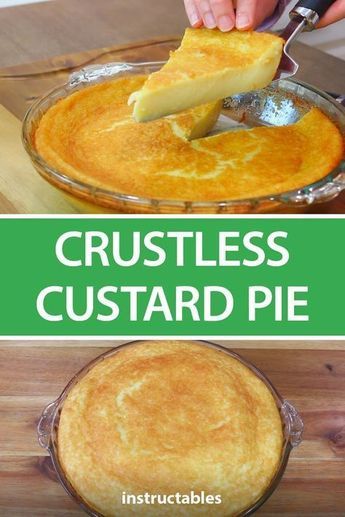 Crustless Custard Pie, Crustless Custard, Crustless Pie, Pie With Whipped Cream, Custard Pies, Egg Custard Pie, Custard Pie Recipe, Baked Custard, Custard Desserts