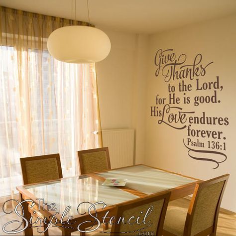 Vinyl Tree Wall Decal, Scripture Wall Decal, Popular Bible Verses, Psalm 136, Vinyl Flooring Kitchen, Bible Wall Decals, Give Thanks To The Lord, Bible Verse Wall Decals, Kitchen Wall Decals