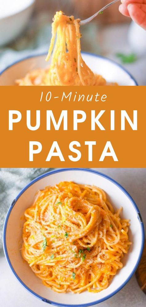 Vegan Pasta Dishes, Easy Pumpkin Pasta, Vegan Pumpkin Pasta, Pasta Pumpkin, Vegan Fall Recipes, Pumpkin Pasta Recipe, Pumpkin Recipes Dinner, Canned Pumpkin Recipes, Gluten Free Pumpkin Recipes